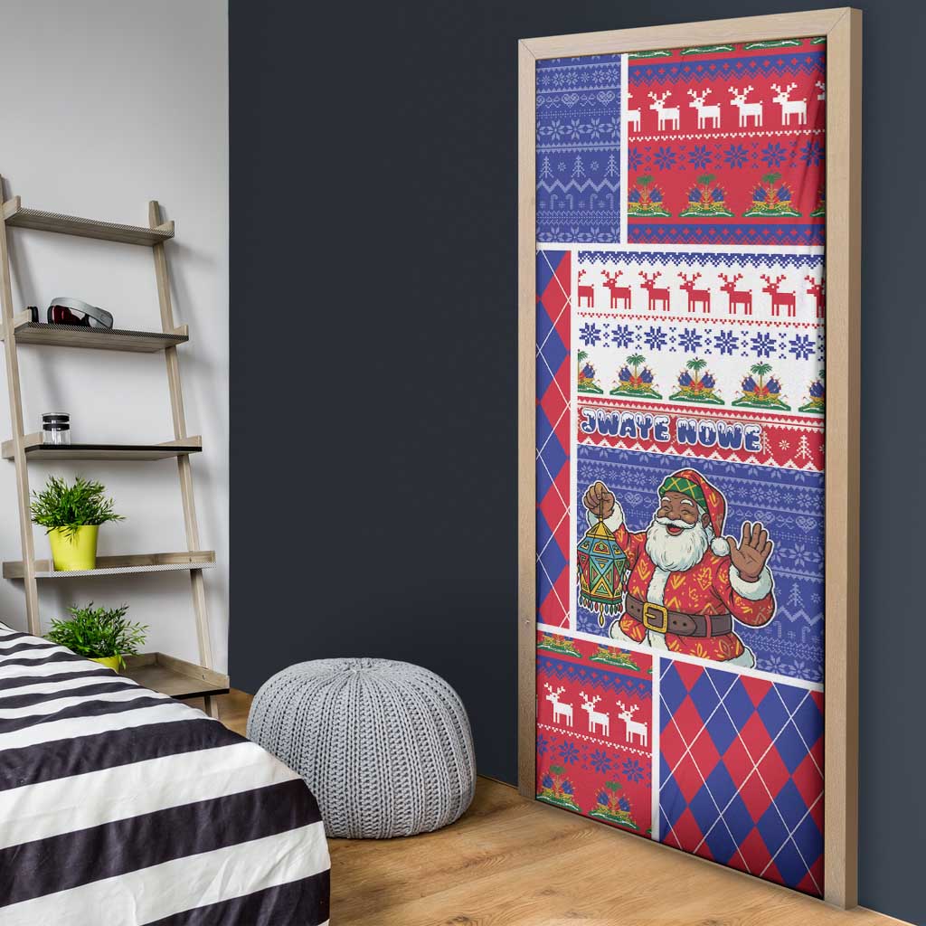 Haiti Christmas Door Cover Santa With Fanal Haitian Patchwork Style - Wonder Print Shop