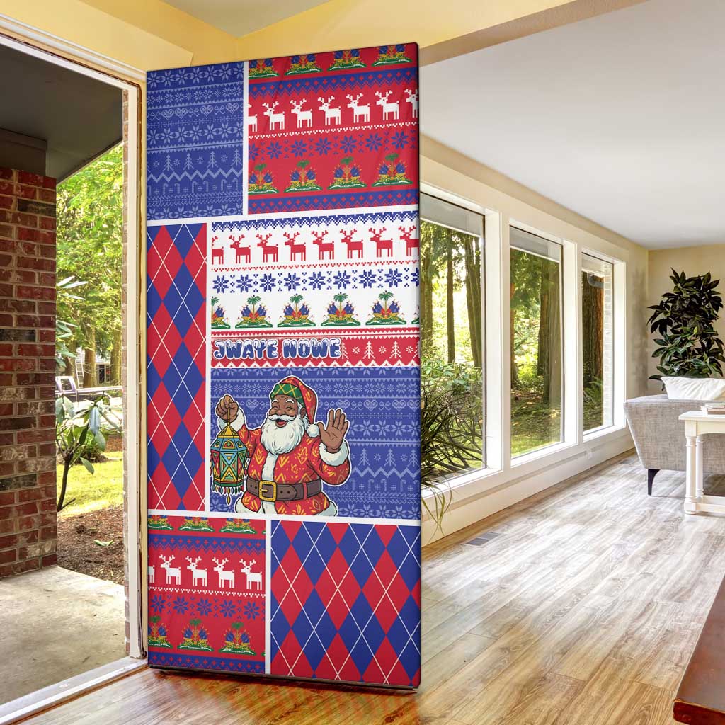 Haiti Christmas Door Cover Santa With Fanal Haitian Patchwork Style - Wonder Print Shop