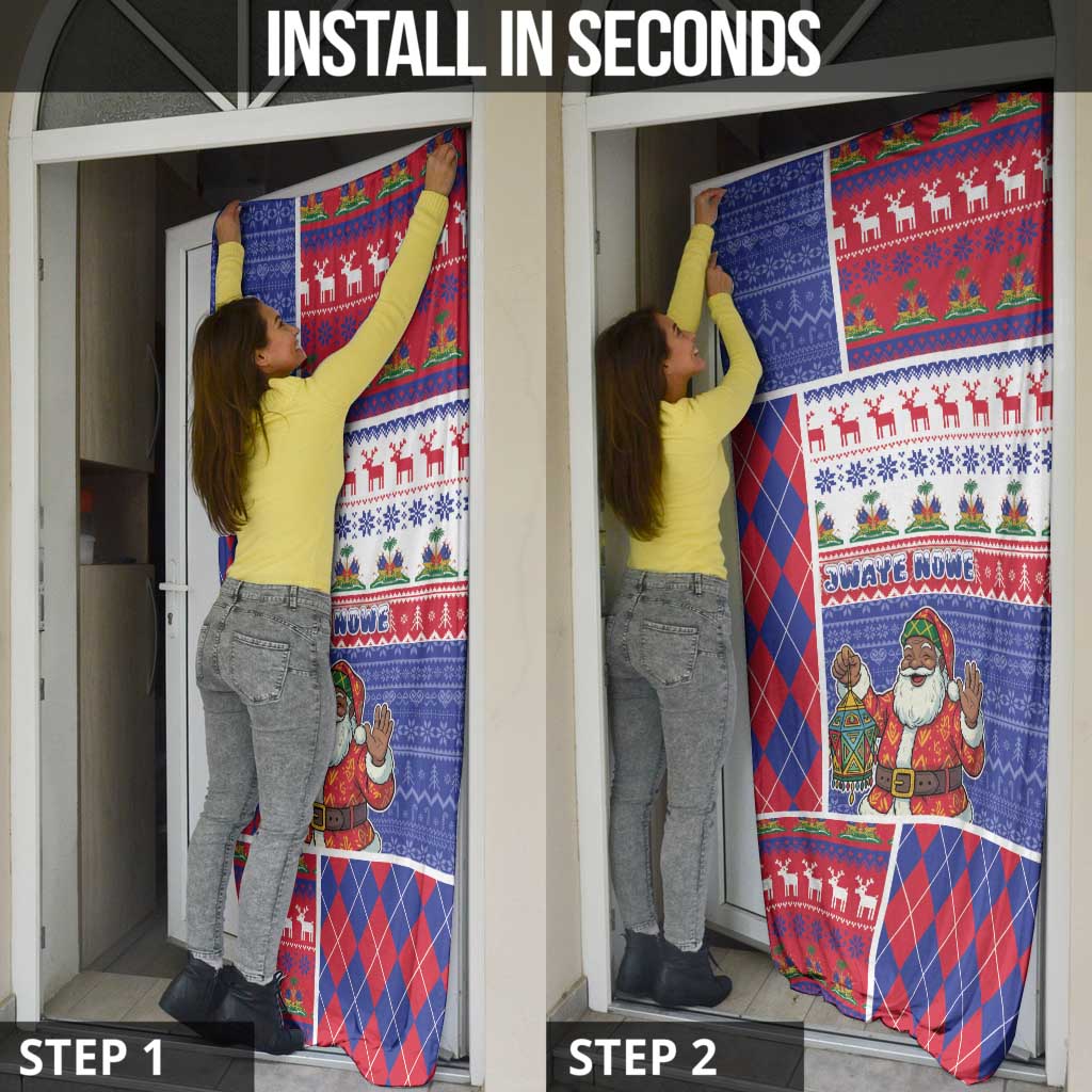 Haiti Christmas Door Cover Santa With Fanal Haitian Patchwork Style - Wonder Print Shop