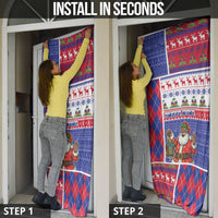 Haiti Christmas Door Cover Santa With Fanal Haitian Patchwork Style - Wonder Print Shop
