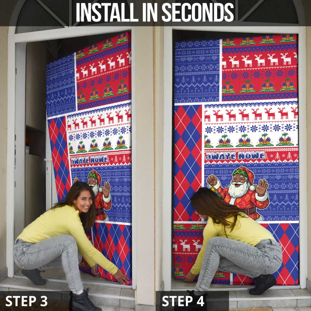 Haiti Christmas Door Cover Santa With Fanal Haitian Patchwork Style - Wonder Print Shop