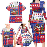 Haiti Christmas Family Matching Long Sleeve Bodycon Dress and Hawaiian Shirt Santa With Fanal Haitian Patchwork Style - Wonder Print Shop