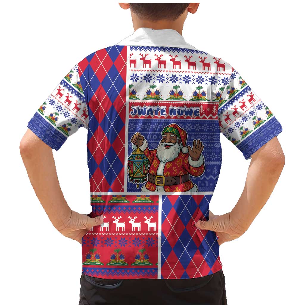 Haiti Christmas Family Matching Mermaid Dress and Hawaiian Shirt Santa With Fanal Haitian Patchwork Style - Wonder Print Shop