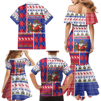 Haiti Christmas Family Matching Mermaid Dress and Hawaiian Shirt Santa With Fanal Haitian Patchwork Style - Wonder Print Shop