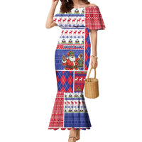Haiti Christmas Family Matching Mermaid Dress and Hawaiian Shirt Santa With Fanal Haitian Patchwork Style - Wonder Print Shop