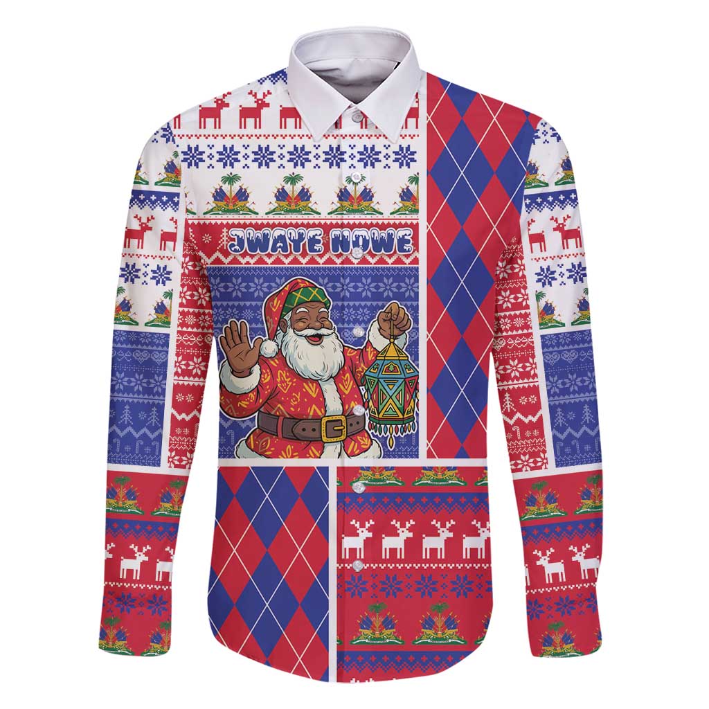 Haiti Christmas Family Matching Off Shoulder Maxi Dress and Hawaiian Shirt Santa With Fanal Haitian Patchwork Style - Wonder Print Shop