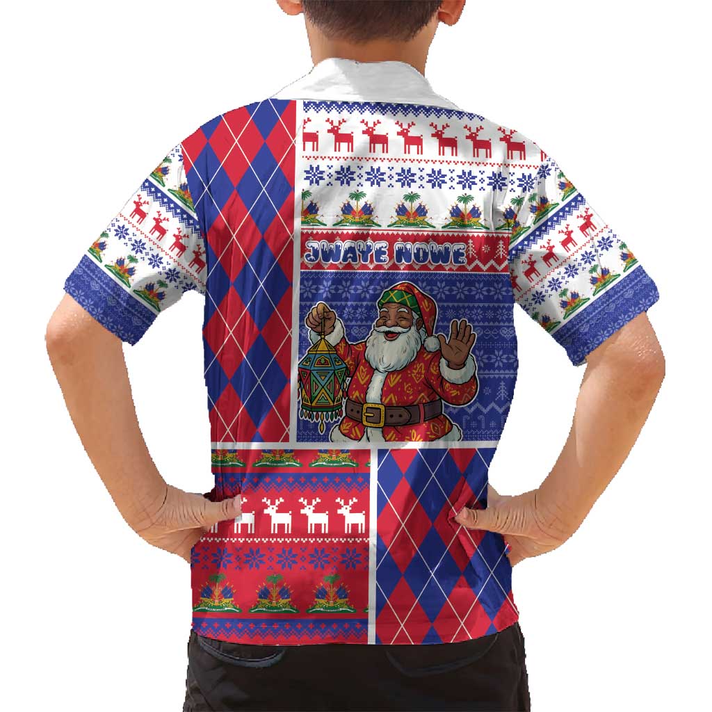 Haiti Christmas Family Matching Puletasi and Hawaiian Shirt Santa With Fanal Haitian Patchwork Style - Wonder Print Shop