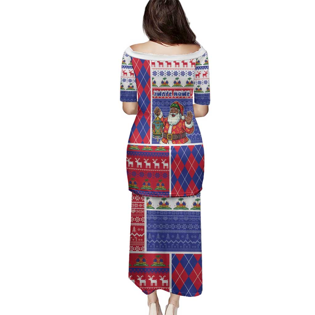 Haiti Christmas Family Matching Puletasi and Hawaiian Shirt Santa With Fanal Haitian Patchwork Style - Wonder Print Shop