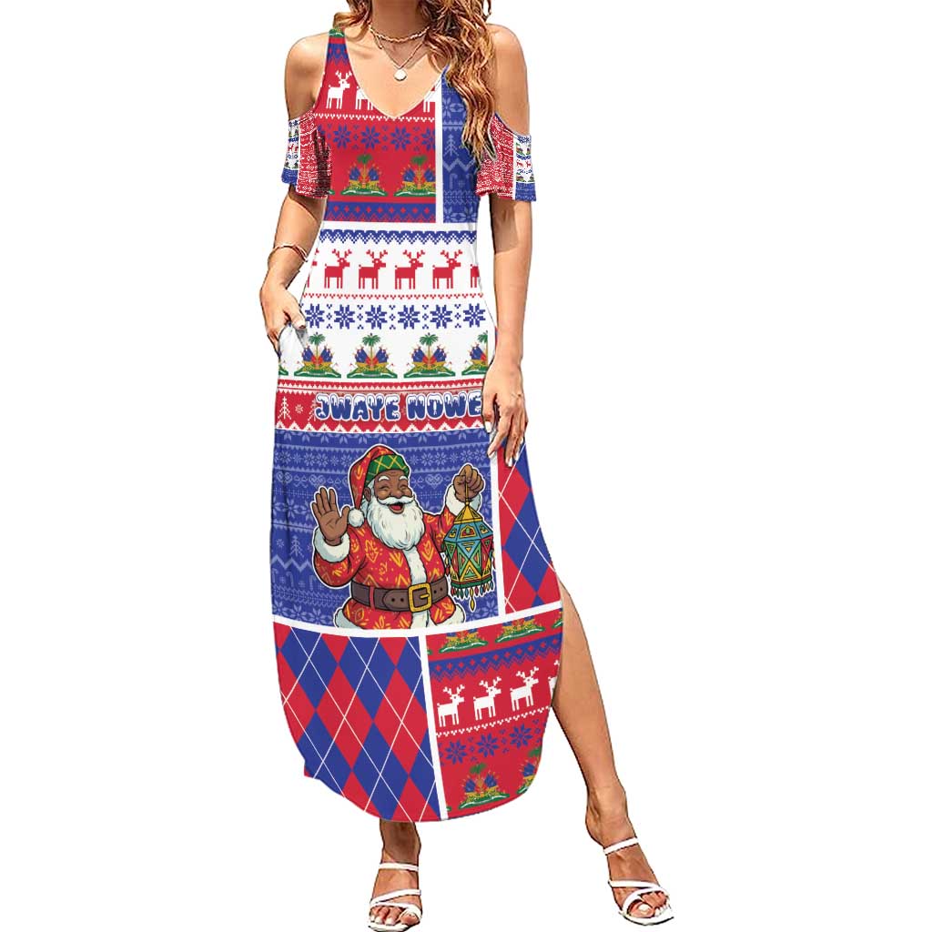 Haiti Christmas Family Matching Summer Maxi Dress and Hawaiian Shirt Santa With Fanal Haitian Patchwork Style - Wonder Print Shop