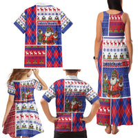 Haiti Christmas Family Matching Tank Maxi Dress and Hawaiian Shirt Santa With Fanal Haitian Patchwork Style - Wonder Print Shop