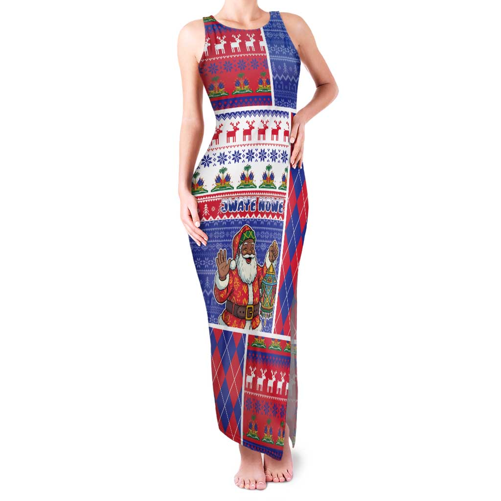 Haiti Christmas Family Matching Tank Maxi Dress and Hawaiian Shirt Santa With Fanal Haitian Patchwork Style - Wonder Print Shop
