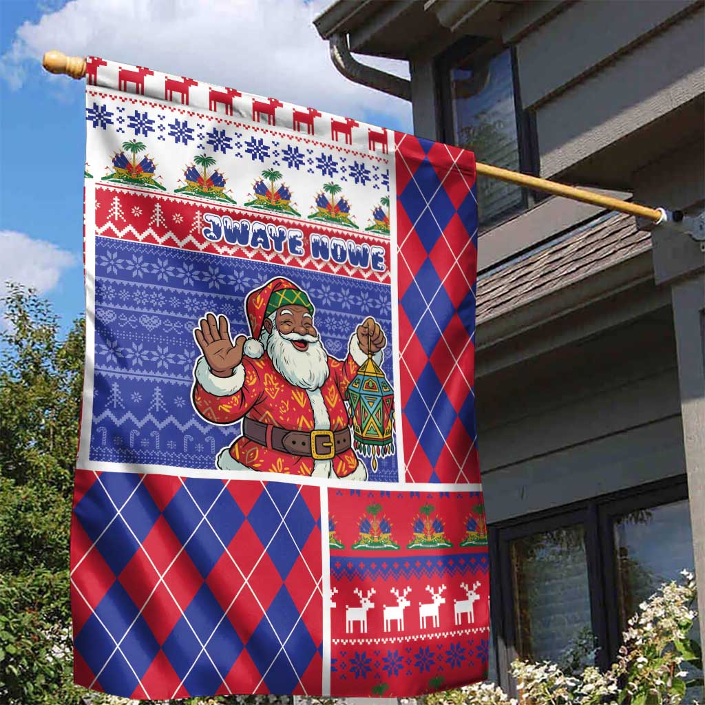Haiti Christmas Garden Flag Santa With Fanal Haitian Patchwork Style - Wonder Print Shop