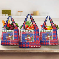 Haiti Christmas Grocery Bag Santa With Fanal Haitian Patchwork Style - Wonder Print Shop