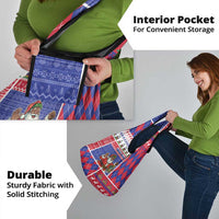 Haiti Christmas Grocery Bag Santa With Fanal Haitian Patchwork Style - Wonder Print Shop