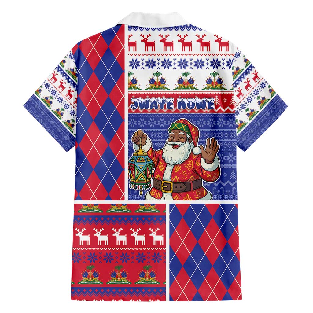 Haiti Christmas Hawaiian Shirt Santa With Fanal Haitian Patchwork Style - Wonder Print Shop