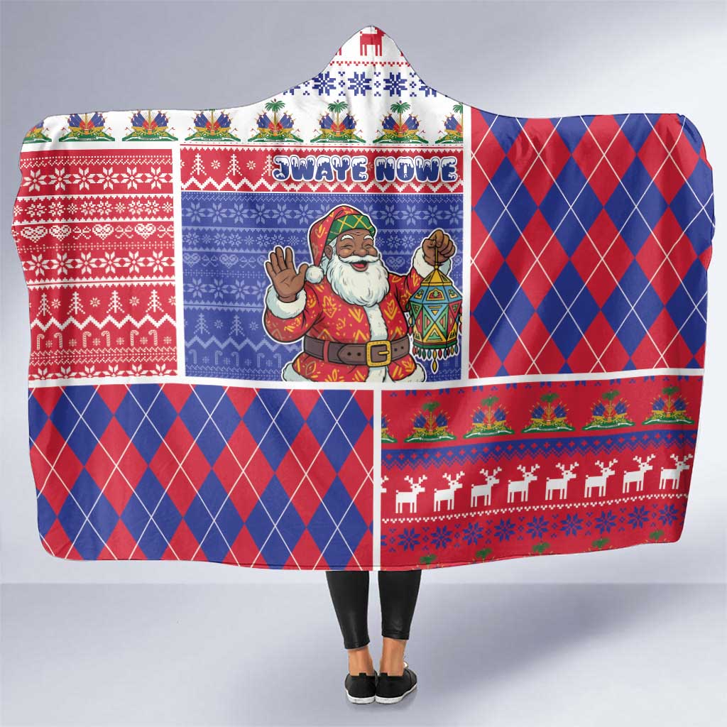 Haiti Christmas Hooded Blanket Santa With Fanal Haitian Patchwork Style - Wonder Print Shop