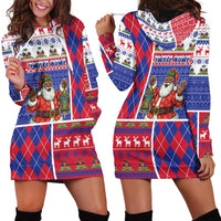 Haiti Christmas Hoodie Dress Santa With Fanal Haitian Patchwork Style - Wonder Print Shop