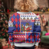 Haiti Christmas Kid Ugly Christmas Sweater Santa With Fanal Haitian Patchwork Style - Wonder Print Shop