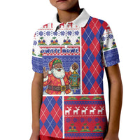 Haiti Christmas Kid Polo Shirt Santa With Fanal Haitian Patchwork Style - Wonder Print Shop