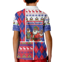 Haiti Christmas Kid Polo Shirt Santa With Fanal Haitian Patchwork Style - Wonder Print Shop