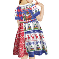 Haiti Christmas Kid Short Sleeve Dress Santa With Fanal Haitian Patchwork Style - Wonder Print Shop