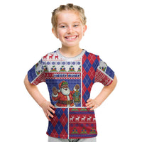 Haiti Christmas Kid T Shirt Santa With Fanal Haitian Patchwork Style - Wonder Print Shop