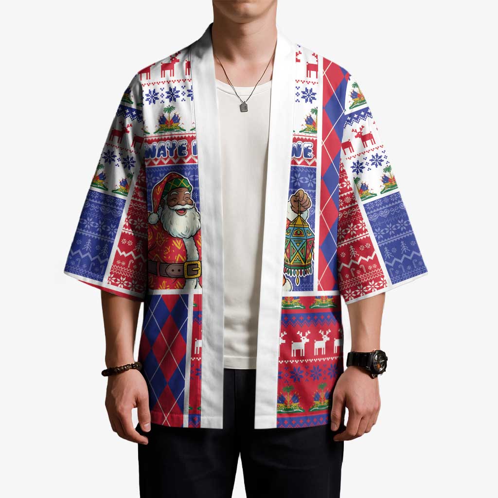 Haiti Christmas Kimono Santa With Fanal Haitian Patchwork Style - Wonder Print Shop