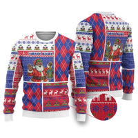 Haiti Christmas Ugly Christmas Sweater Santa With Fanal Haitian Patchwork Style - Wonder Print Shop