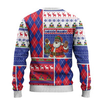 Haiti Christmas Ugly Christmas Sweater Santa With Fanal Haitian Patchwork Style - Wonder Print Shop