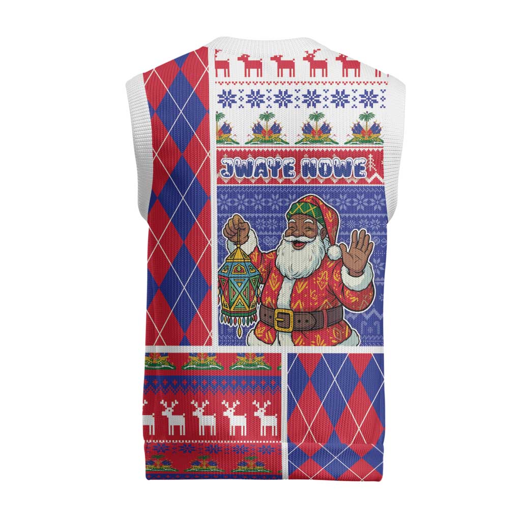 Haiti Christmas Knitted V-Neck Vest Santa With Fanal Haitian Patchwork Style - Wonder Print Shop