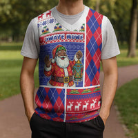 Haiti Christmas Knitted V-Neck Vest Santa With Fanal Haitian Patchwork Style - Wonder Print Shop