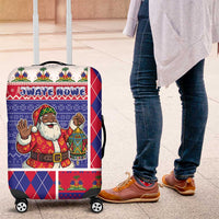Haiti Christmas Luggage Cover Santa With Fanal Haitian Patchwork Style - Wonder Print Shop