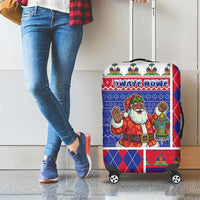 Haiti Christmas Luggage Cover Santa With Fanal Haitian Patchwork Style - Wonder Print Shop