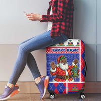 Haiti Christmas Luggage Cover Santa With Fanal Haitian Patchwork Style - Wonder Print Shop