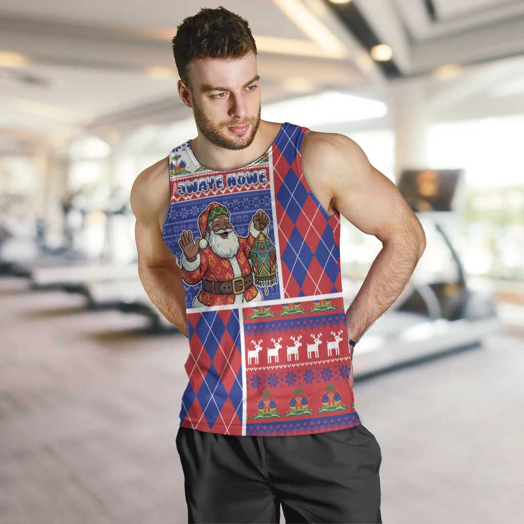 Haiti Christmas Men Tank Top Santa With Fanal Haitian Patchwork Style - Wonder Print Shop