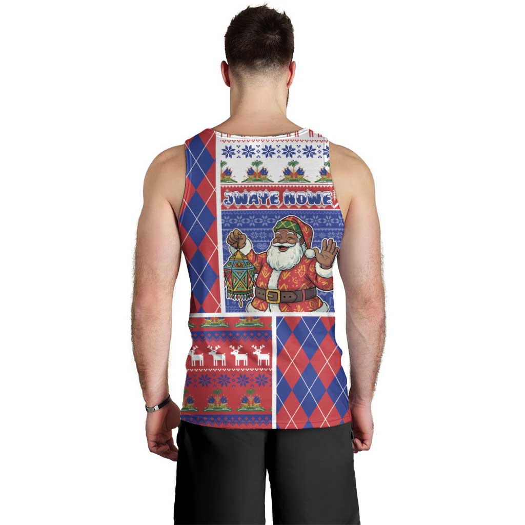 Haiti Christmas Men Tank Top Santa With Fanal Haitian Patchwork Style - Wonder Print Shop