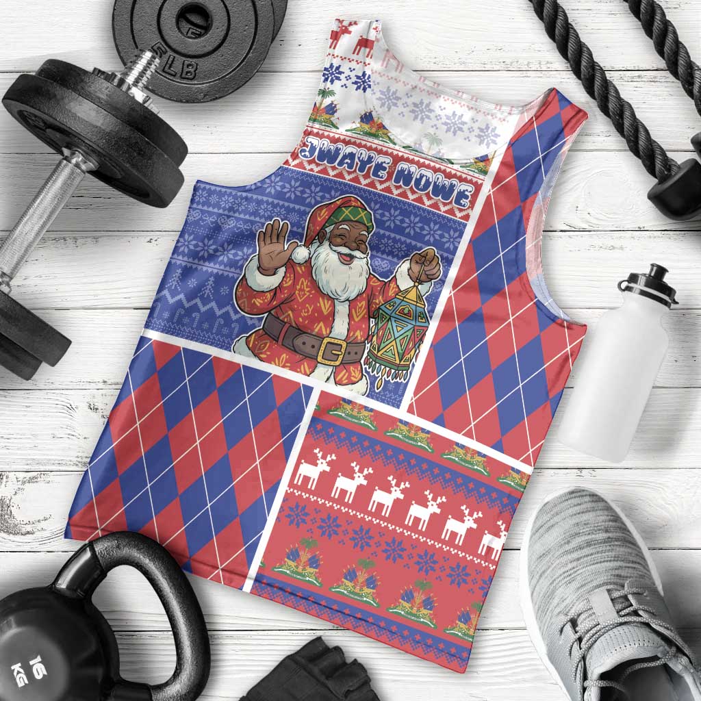 Haiti Christmas Men Tank Top Santa With Fanal Haitian Patchwork Style - Wonder Print Shop