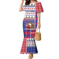 Haiti Christmas Mermaid Dress Santa With Fanal Haitian Patchwork Style - Wonder Print Shop