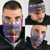 Haiti Christmas Neck Gaiter Santa With Fanal Haitian Patchwork Style - Wonder Print Shop
