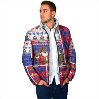 Haiti Christmas Padded Jacket Santa With Fanal Haitian Patchwork Style - Wonder Print Shop