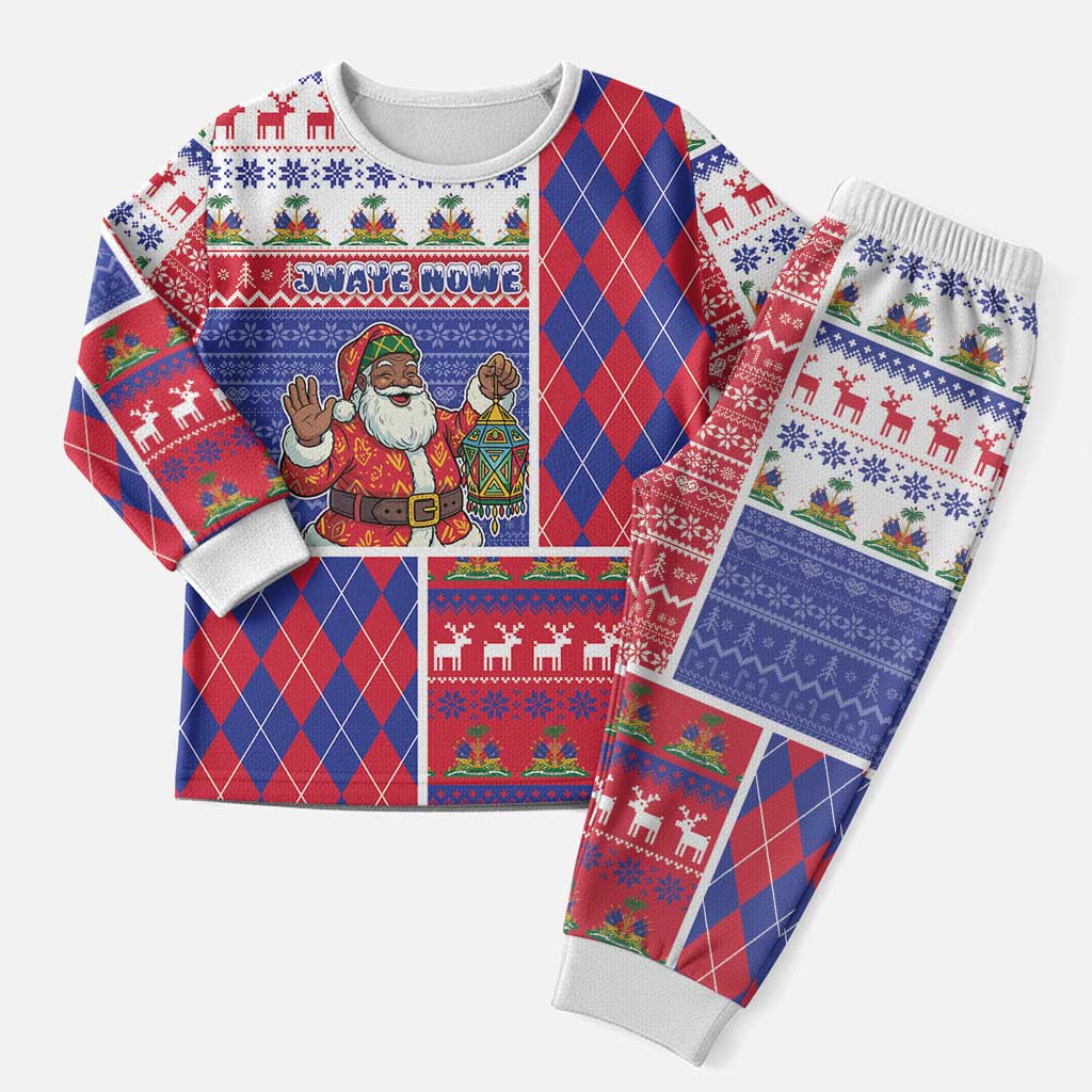 Haiti Christmas Pajama Set Santa With Fanal Haitian Patchwork Style - Wonder Print Shop