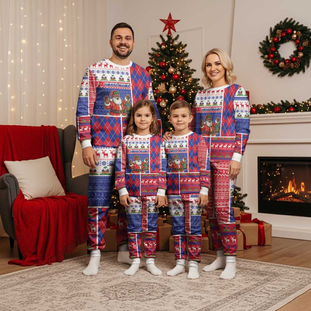 Haiti Christmas Pajama Set Santa With Fanal Haitian Patchwork Style - Wonder Print Shop