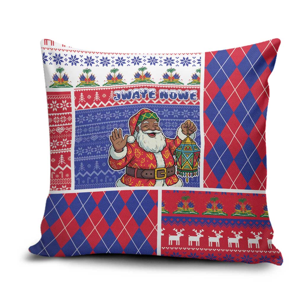 Haiti Christmas Pillow Cover Santa With Fanal Haitian Patchwork Style - Wonder Print Shop