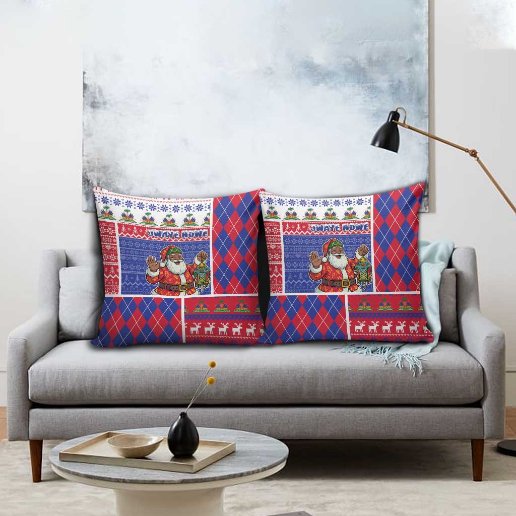 Haiti Christmas Pillow Cover Santa With Fanal Haitian Patchwork Style - Wonder Print Shop