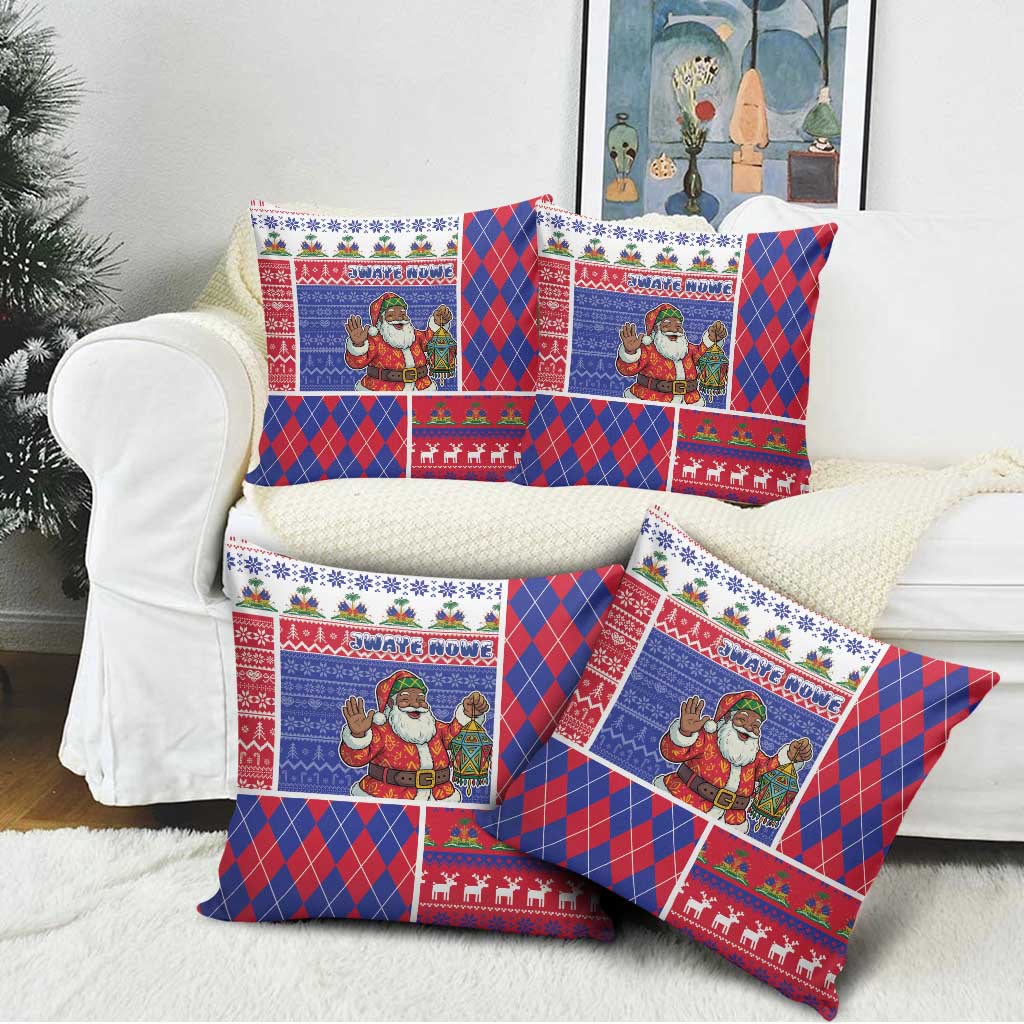 Haiti Christmas Pillow Cover Santa With Fanal Haitian Patchwork Style - Wonder Print Shop