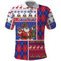 Haiti Christmas Polo Shirt Santa With Fanal Haitian Patchwork Style - Wonder Print Shop