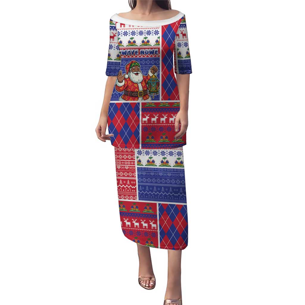 Haiti Christmas Puletasi Santa With Fanal Haitian Patchwork Style - Wonder Print Shop