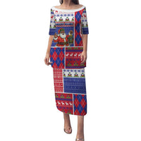 Haiti Christmas Puletasi Santa With Fanal Haitian Patchwork Style - Wonder Print Shop