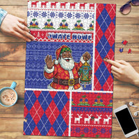 Haiti Christmas Puzzle Santa With Fanal Haitian Patchwork Style - Wonder Print Shop