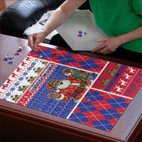 Haiti Christmas Puzzle Santa With Fanal Haitian Patchwork Style - Wonder Print Shop